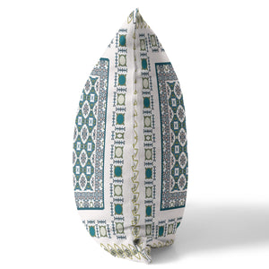 Homeroots 26” White Green Block Indoor Outdoor Zippered Throw Pillow   411013