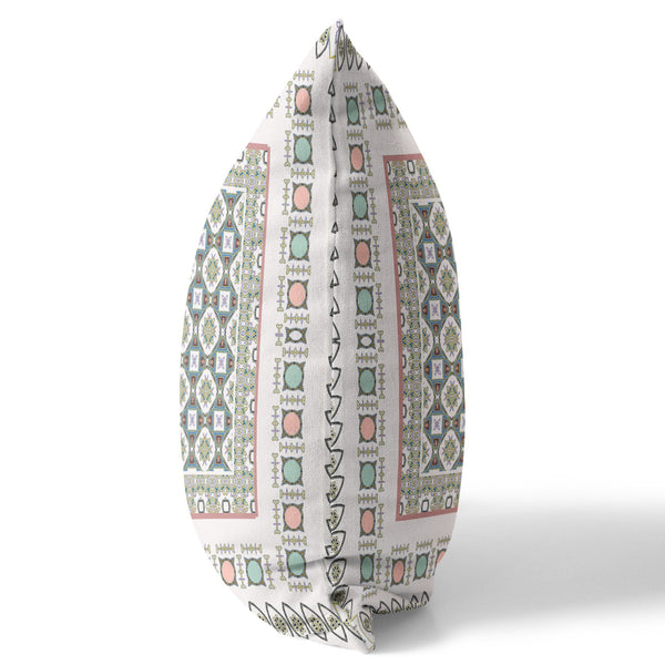 Homeroots 26” White Blue Block Indoor Outdoor Zippered Throw Pillow   411033