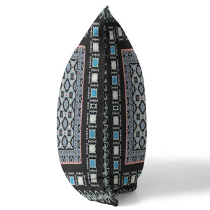 Homeroots 26” Black Blue Block Indoor Outdoor Zippered Throw Pillow   411038