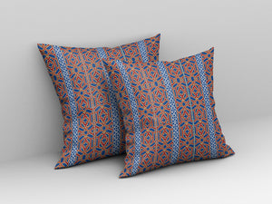 Homeroots 26" X 26" Blue And Red Zippered Trellis Indoor Outdoor Throw Pillow   411053