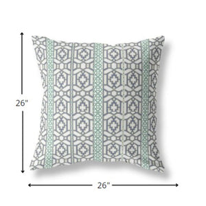 Homeroots 26” White Gray Linework Indoor Outdoor Zippered Throw Pillow   411063