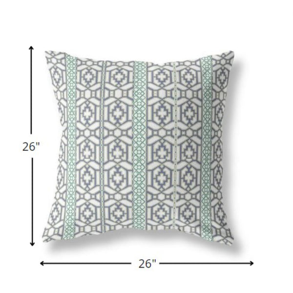 Homeroots 26” White Gray Linework Indoor Outdoor Zippered Throw Pillow   411063