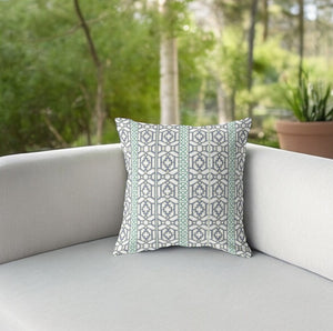 Homeroots 26” White Gray Linework Indoor Outdoor Zippered Throw Pillow   411063