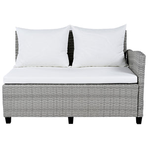 English Elm TOMAX 5-Piece Outdoor Rattan Sectional Sofa Set with Extendable Side Tables and Dining Table White SP100006AAK