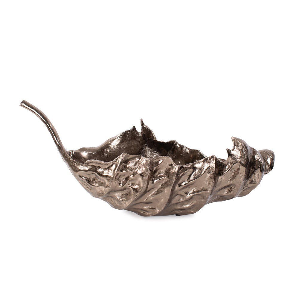 Howard Elliott Aspen Leaf Cast Aluminum Bowl – Elegant Aged Brass Platter With Unique Leaf Design For Stunning Decor Brown Aluminum 41110-howard-elliott