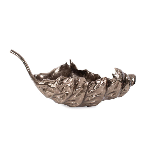 Howard Elliott Aspen Leaf Cast Aluminum Bowl – Elegant Aged Brass Platter With Unique Leaf Design For Stunning Decor Brown Aluminum 41110-howard-elliott