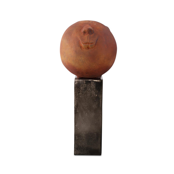 Howard Elliott Mr. Wilfred Whimsical Terra Cotta Sculpture On Stylish Aluminum Pillar For Unique Home Decor Orange Aluminum 41111-howard-elliott