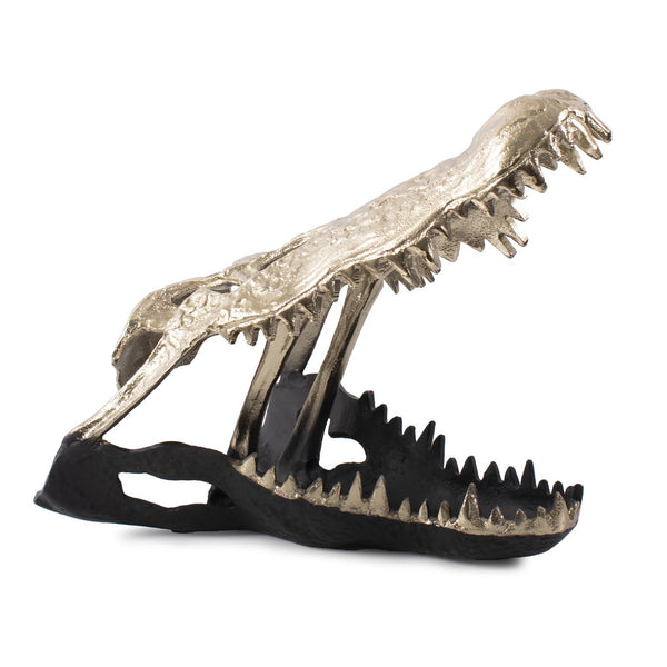 Howard Elliott Freddy Dual-tone Alligator Sculpture - Striking Monochrome Art Piece For Unique Interior Decor Gold Cast Aluminum 41112-howard-elliott
