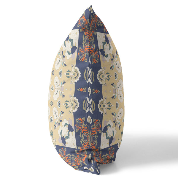 Homeroots 26” Blue Yellow Rose Box Indoor Outdoor Zippered Throw Pillow   411123