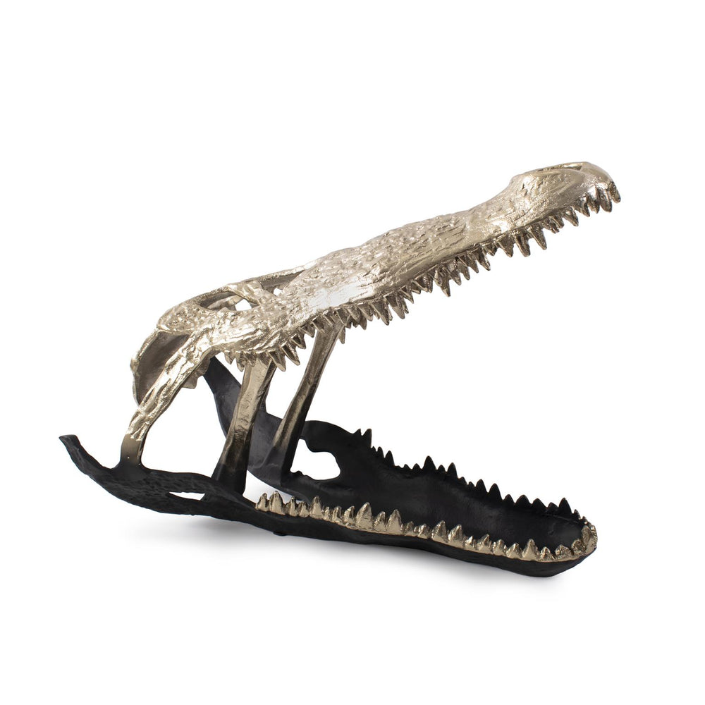 Howard Elliott Freddy Dual-tone Alligator Sculpture - Striking Monochrome Art Piece For Unique Interior Decor Gold Cast Aluminum 41112-howard-elliott