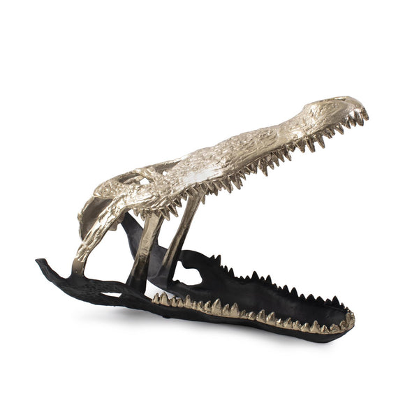 Howard Elliott Freddy Dual-tone Alligator Sculpture - Striking Monochrome Art Piece For Unique Interior Decor Gold Cast Aluminum 41113-howard-elliott