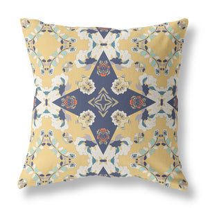 Homeroots 26” Yellow Navy Diamond Star Indoor Outdoor Zippered Throw Pillow   411148