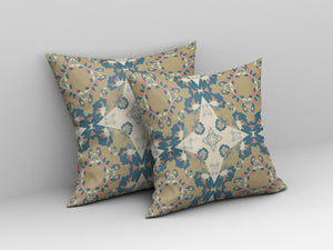 Homeroots 26" Brown Blue Star Indoor Outdoor Zip Throw Pillow   411163