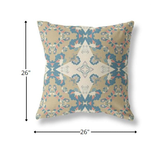 Homeroots 26" Brown Blue Star Indoor Outdoor Zip Throw Pillow   411163
