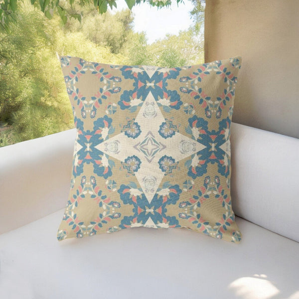 Homeroots 26" Brown Blue Star Indoor Outdoor Zip Throw Pillow   411163