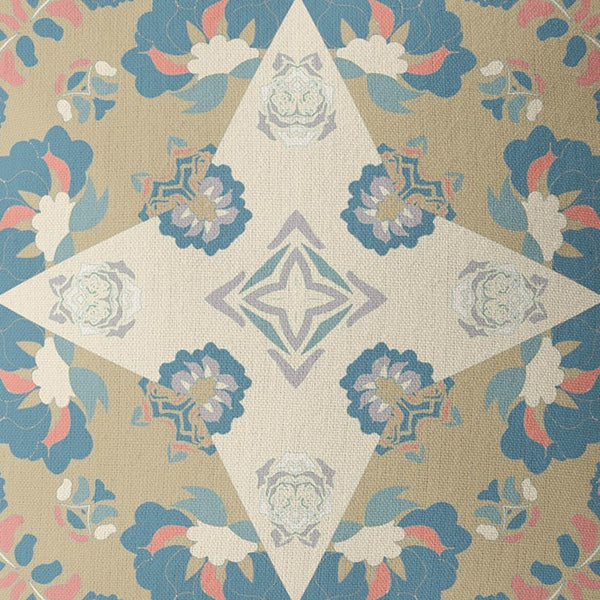 Homeroots 26" Brown Blue Star Indoor Outdoor Zip Throw Pillow   411163