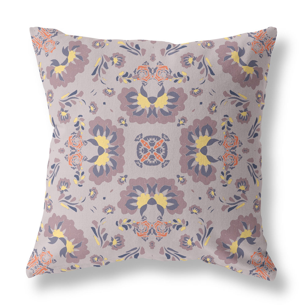 Homeroots 26" Pale Purple Floral Indoor Outdoor Zip Throw Pillow   411178