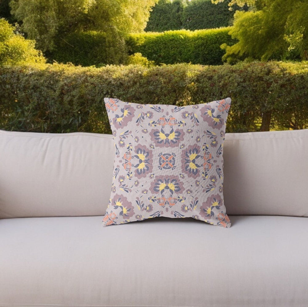 Homeroots 26" Pale Purple Floral Indoor Outdoor Zip Throw Pillow   411178