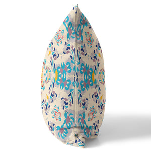 Homeroots 26" Blue White Filigree Indoor Outdoor Zip Throw Pillow   411213