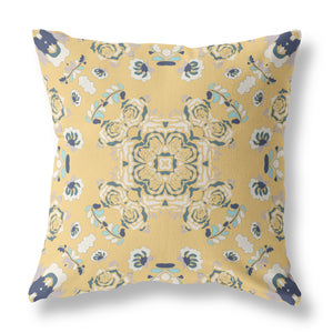 Homeroots 26” Yellow Navy Wreath Indoor Outdoor Zippered Throw Pillow   411253