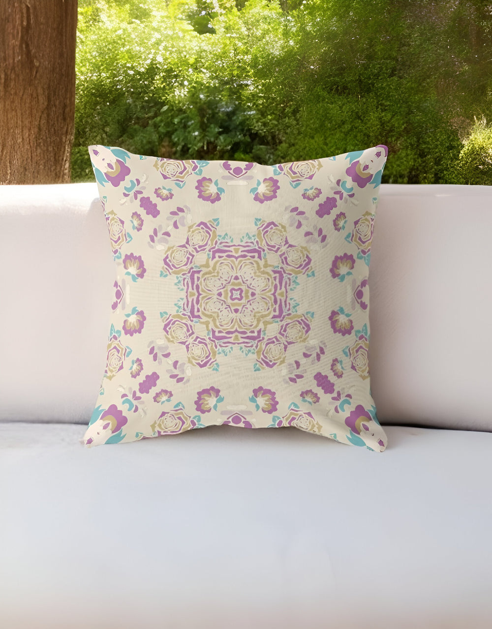Homeroots 26” Purple Gold Wreath Indoor Outdoor Zippered Throw Pillow   411283