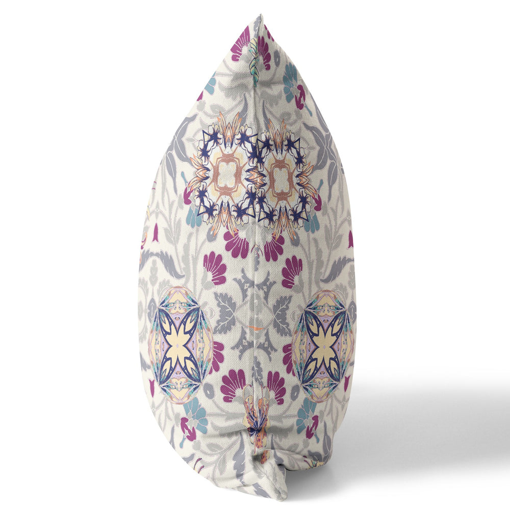 Homeroots 26" Gray Purple Peacock Indoor Outdoor Zip Throw Pillow   411318