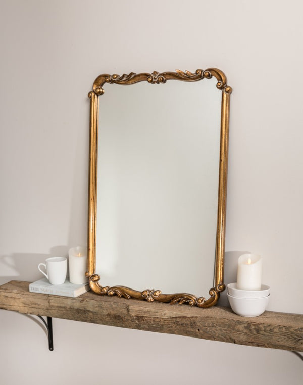 Cooper Classics Toulouse Antiqued Gold Rectangular Wall Mirror for Entryways and Traditional Bedrooms 41131