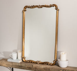 Cooper Classics Toulouse Antiqued Gold Rectangular Wall Mirror for Entryways and Traditional Bedrooms 41131