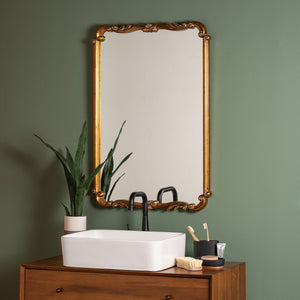 Cooper Classics Toulouse Antiqued Gold Rectangular Wall Mirror for Entryways and Traditional Bedrooms 41131