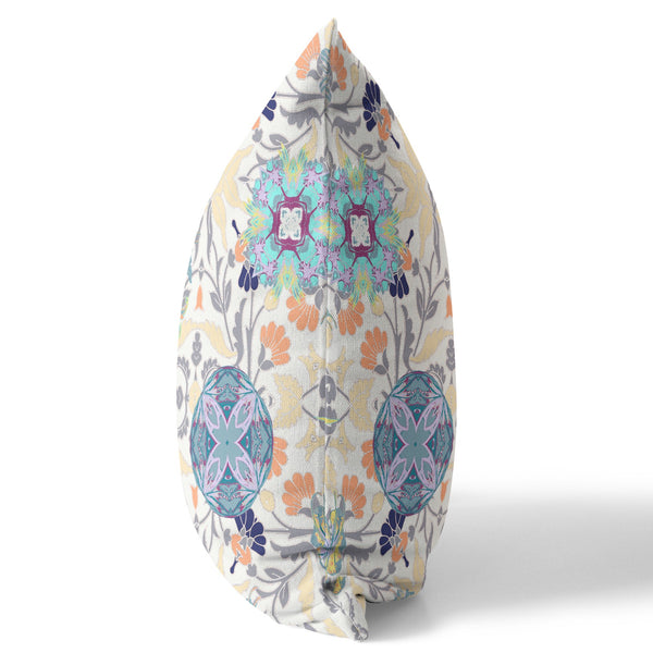 Homeroots 26" White Gray Peacock Indoor Outdoor Zip Throw Pillow   411348