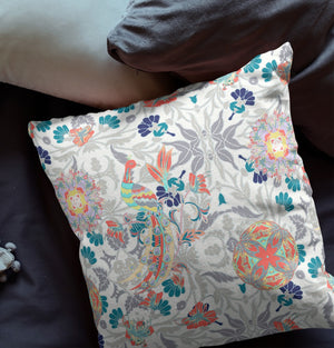 Homeroots 26" White Orange Peacock Indoor Outdoor Zip Throw Pillow   411358