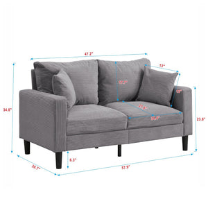 English Elm 57 Inch Compact Upholstered Loveseat with Hardwood Frame for Modern Living Spaces Light Gray W311P221207