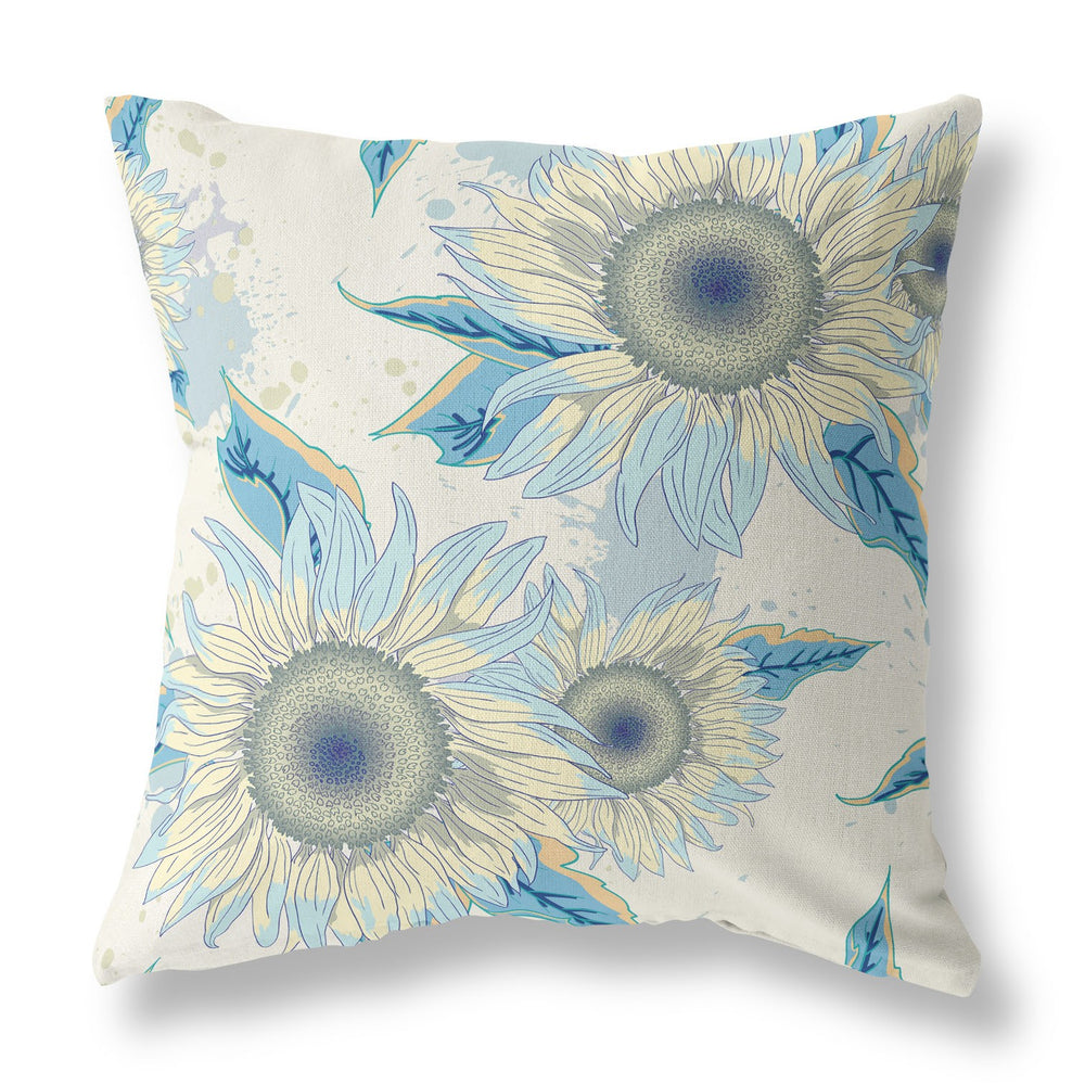 Homeroots 26" White Yellow Sunflower Indoor Outdoor Zippered Throw Pillow   411383