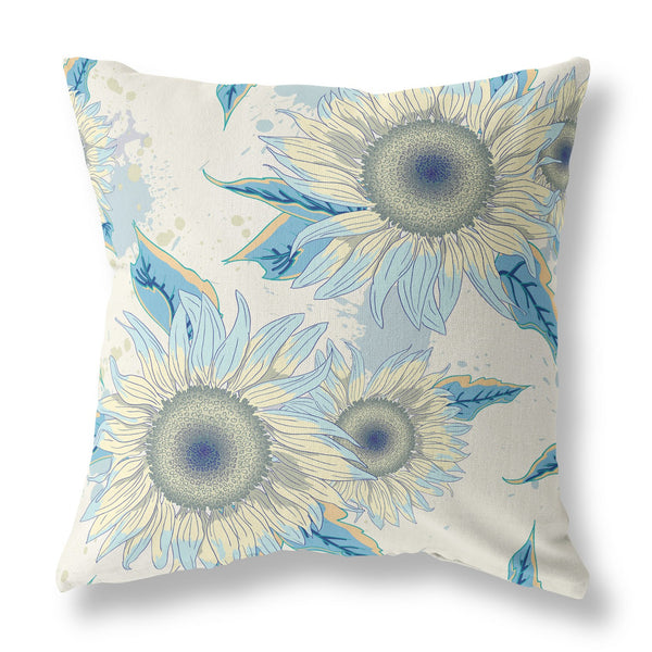 Homeroots 26" White Yellow Sunflower Indoor Outdoor Zippered Throw Pillow   411383