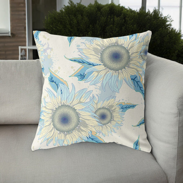 Homeroots 26" White Yellow Sunflower Indoor Outdoor Zippered Throw Pillow   411383