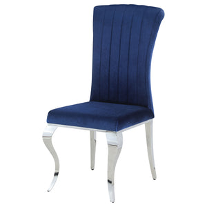 English Elm Shambrook Ink Blue Upholstered Side Chairs Set of 4 — Tufted Curved Back, Plush Padding, Sleek Legs B062S00802