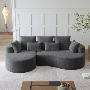 English Elm Modern Chenille Cloud Sectional with Deep Curved Seating and 7 Pillows for Living Room W834S00486