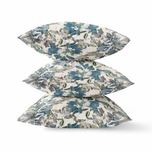 Homeroots 26” Blue White Florals Indoor Outdoor Zippered Throw Pillow   411411