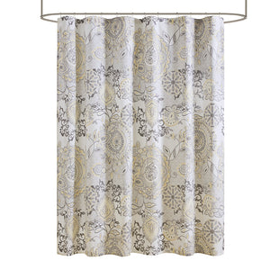 JLA Home Madison Park - Printed Cotton Isla Shower Curtain 72x72 — Watercolor Floral Medallion, OEKO-TEX, Machine Washable Elegance MP70-8150