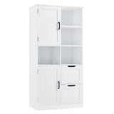 English Elm Bathroom Storage Cabinet With Doors and Drawers, Multiple Storage Space, Freestanding Style, Open Shelve, Adjustable Shelf, White