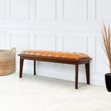 English Elm Ashcroft Furniture - Arden Tan Leather Bench With Buttons