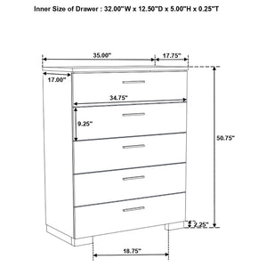 English Elm Dulcey White High Gloss 5-Piece Queen Bedroom Set - Contemporary Design & Ample Storage Solutions B062S01341