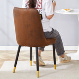 English Elm Brown Suede-Like Velvet Dining Chair Set (Four-Pack)Black Metal Legs,Dinning Chairs,Brown.