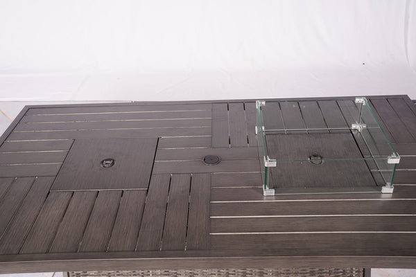 Homeroots Gray Wicker Outdoor Gas Fire Pit Table With Ice Bucket  Wicker 411698