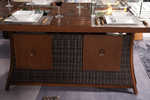 Homeroots Brown Wicker Outdoor Gas Fire Pit Table With Ice Bucket  Wicker 411699