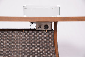 Homeroots Brown Wicker Outdoor Gas Fire Pit Table With Ice Bucket  Wicker 411699