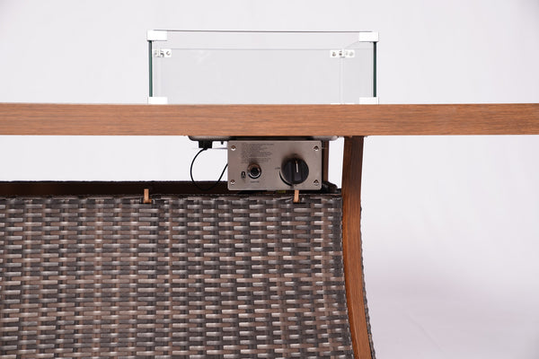 Homeroots Brown Wicker Outdoor Gas Fire Pit Table With Ice Bucket  Wicker 411699