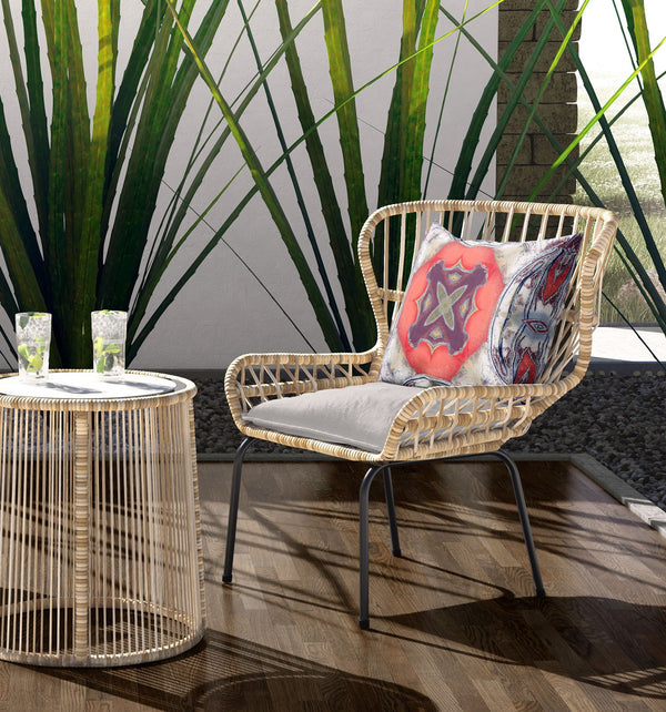 Homeroots 26” Gray Peach Geo Tribal Indoor Outdoor Throw Pillow   411707