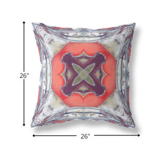 Homeroots 26” Gray Peach Geo Tribal Indoor Outdoor Throw Pillow   411707