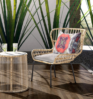 Homeroots 28” Gray Peach Geo Tribal Indoor Outdoor Throw Pillow   411708